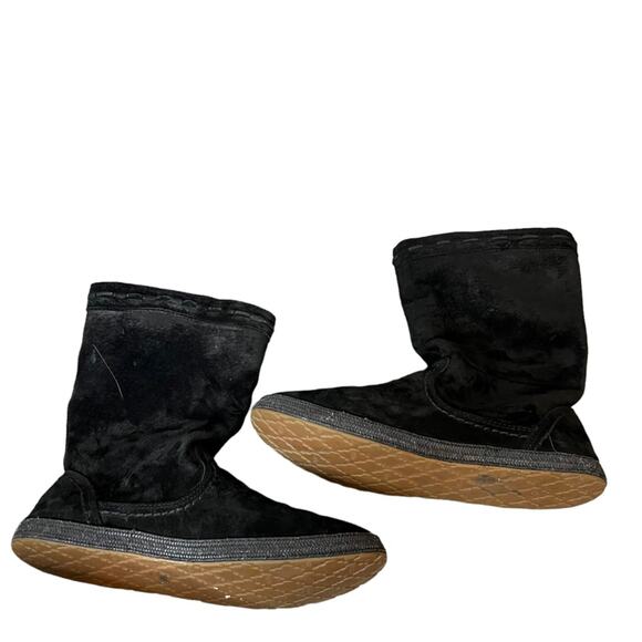 Ugg Laurin Mid Calf boots Black suede, Australian Lamb Fur sz 10 - Picture 7 of 7